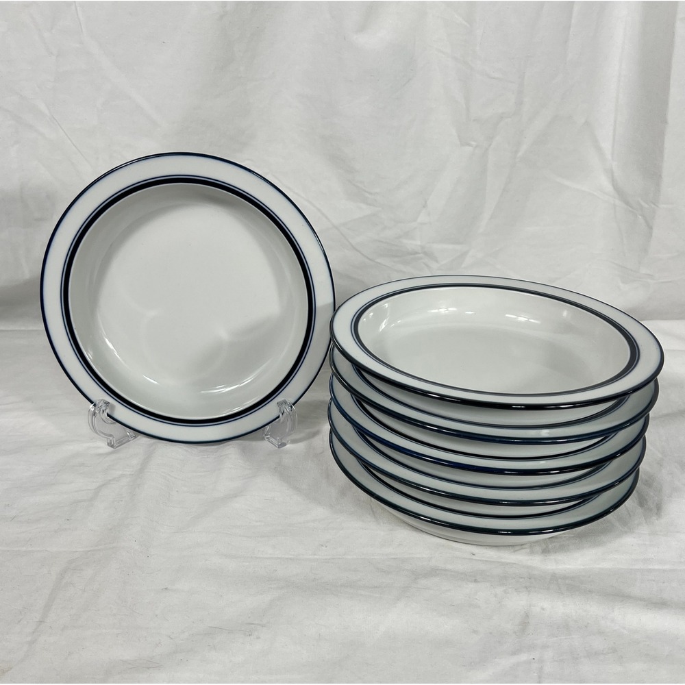 Dansk Bistro Christianshavn Blue Soup Cereal Bowls 6 Coastal Modern Minimalist